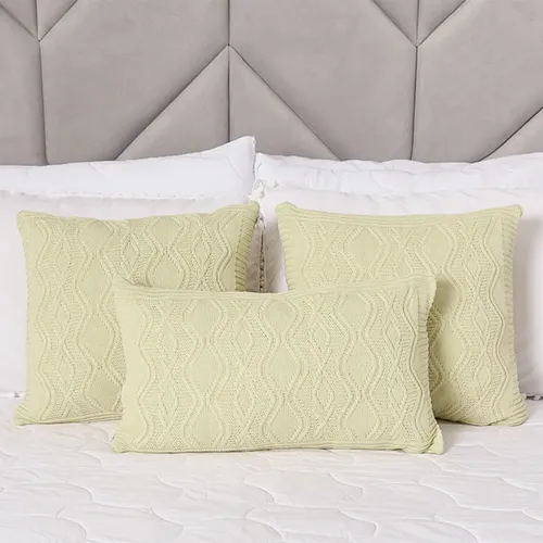 Kit 3 Capas De Almofadas Trico Decorativa ​Sofá Cama Aran