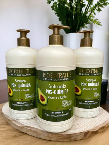 Kit 2 Shampoo 1 Condicionador Pós Quimica 1 L Bio Ext