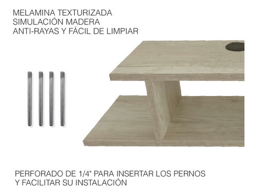 Imagen 4 de 8 de Estante Flotante Moderno Para Equipos De Tv 70 X 20 Cm Color Toscana