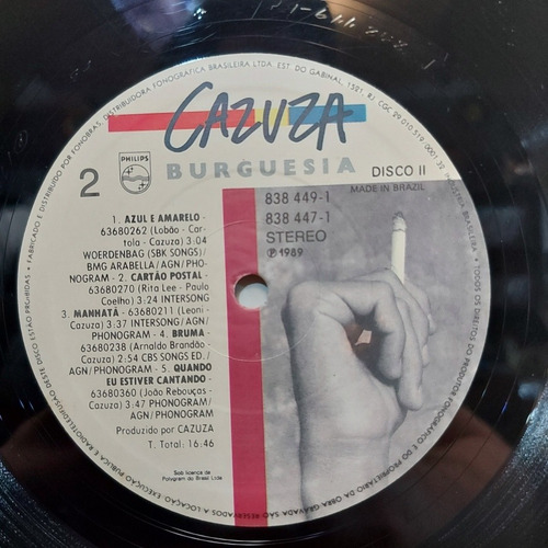 Imagem 10 de 10 de Vinil Lp Cazuza Burguesia 1989 Duplo