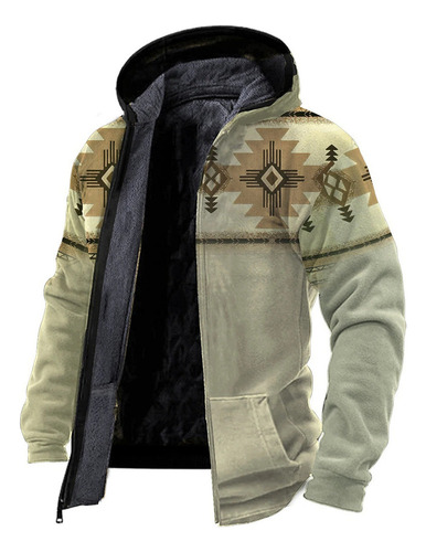 Tribal Graphic Print Hooded Jacket With