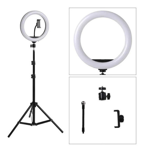 Combo Trípode Con Control Bt + Aro Luz Led Para Celulares