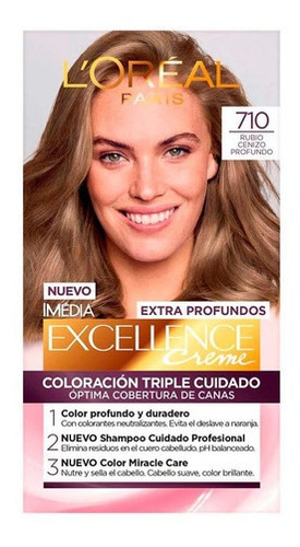 Kit Tinta L'Oréal Paris  Excellence Extra profundos tono 710 rubio cenizo profundo para cabello