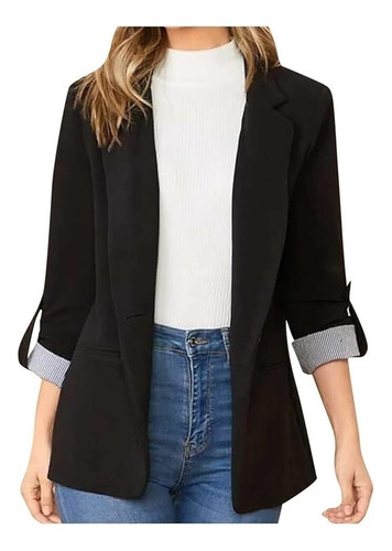 Blazer De Rayas De Otoño E Invierno Para Mujer, Cárdigan