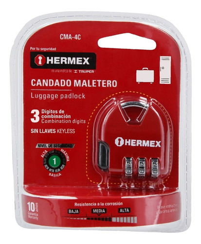 Candado Maletero 36 Mm Horizontal - Hermex 43351