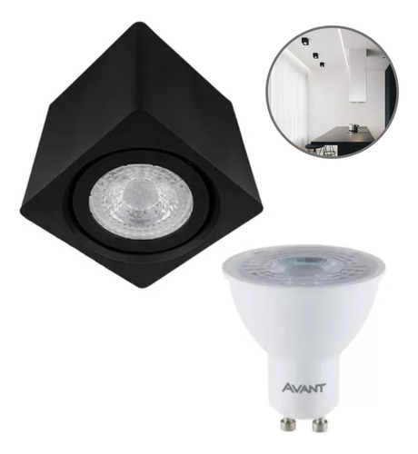 Kit 7x Spot Sobrepor Direcionável + Dicróica 4,8w 6500k 110v/220v