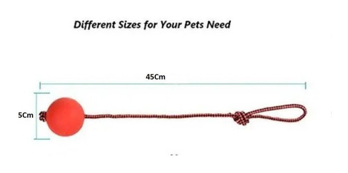 Imagen 3 de 6 de Pelota Maciza De Goma Fuerte Para Perro Con Cuerda Ø5cm
