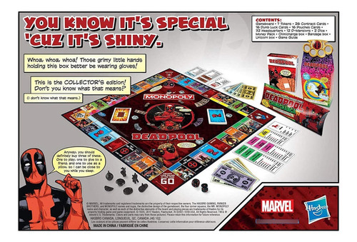 Monopolio Marvel Deadpool Hasbro Juego De Mesa Versión 