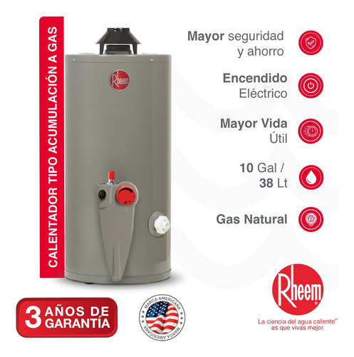 Calentador De Acumulación A Gas 38 Litros