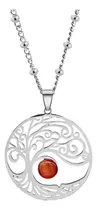 Comprar Collar Color Plata Dije Árbol De Vida Piedra Natural Mujer