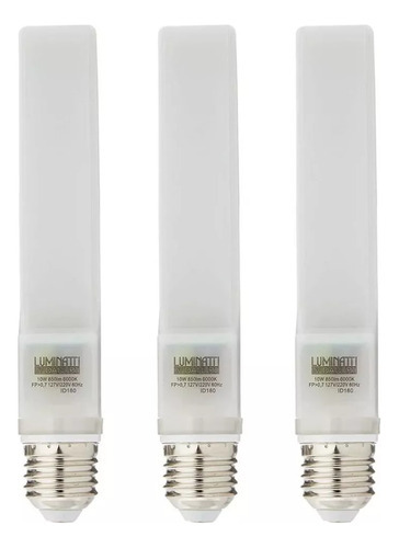 Kit 3 Pl Lâmpada Led 9w 4000k 127/220v Branca Norna Luminatt