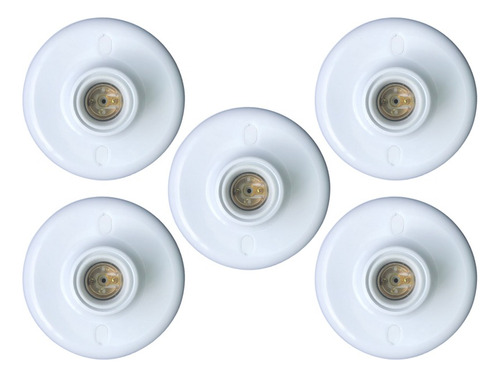 Kit 5 Plafon Simples Branco Luminária Bocal E-27 Trio Light