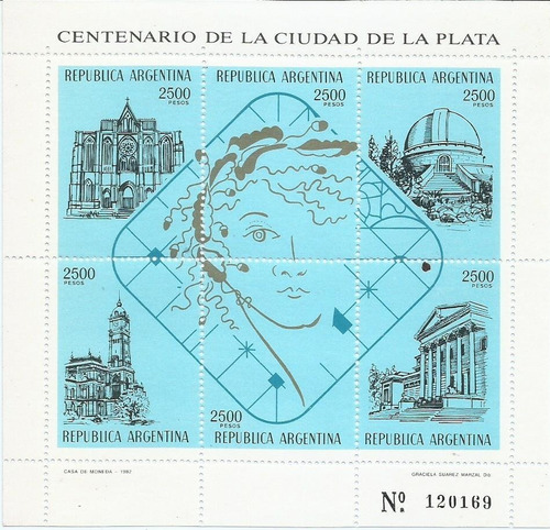 Estampillas Centenario De La Ciudad De La Plata (cuadro X 6)