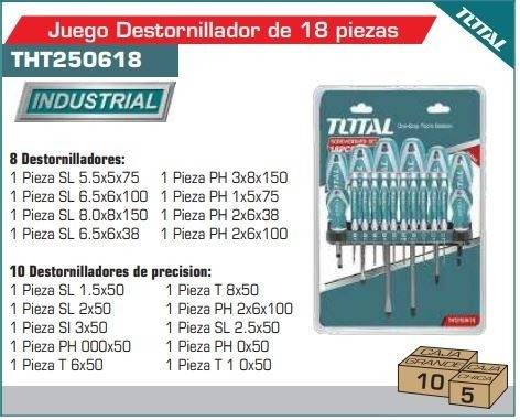 Imagen 2 de 2 de Juego De Destornilladores Total 18 Piezas