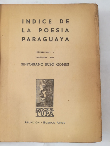 Índice De La Poesía Paraguaya, Sinforiana Buzó Gomes, Tupa