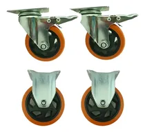 Comprar Set 2 Ruedas Fijas Y 2 Giratorias Con Frenos 6 Pulgadas