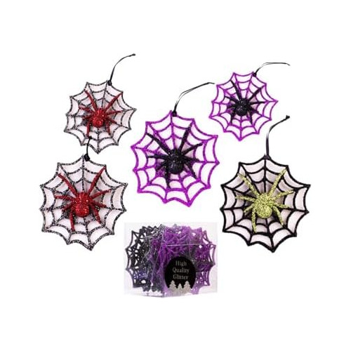 12 Piezas De Arañas De Halloween Tridimensionales Purp...