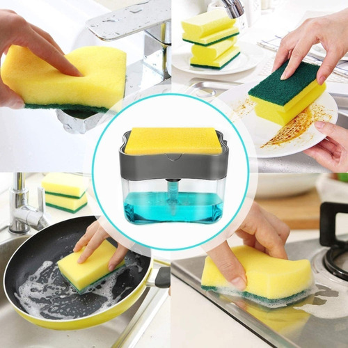 Dispenser Sabão Detergente 2x1 Suporte Porta Bucha Esponja Cor Sortido
