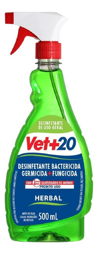 Spray Vet+20 Herbal Desinfetante Pronto Para Uso 500ml