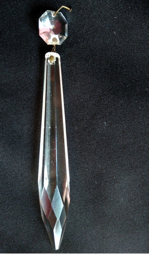 Antiguo Cairel Cristal Facetado Prisma C Boton Checoslovaco 
