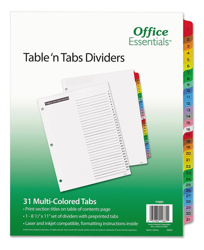 Separadores De Carpeta Office Essentials 11681 Mesa Y Pe Srt