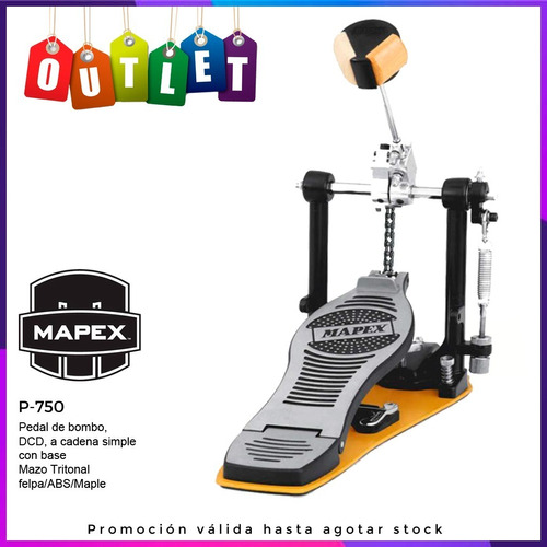 Mapex P750 Pedal De Bombo Con Base Cadena Simple Outlet