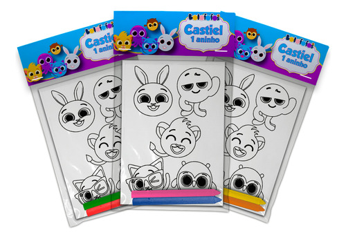 150 Kit Colorir Com Giz Lembrancinha Infantil Bolofofos