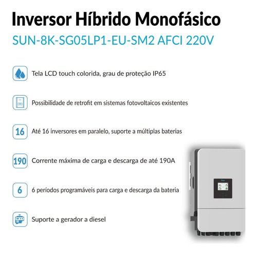 Inversor Solar Híbrido 5kw Deye Monofásico 220v Afci