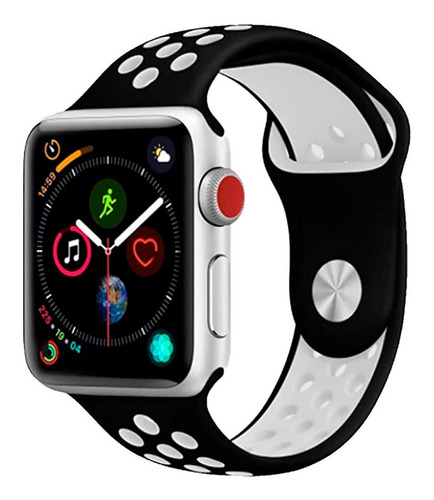 Malla Silicona Reloj Bright Para Apple Watch/ Smart Watch Color Negro-Blanco 38/40/41