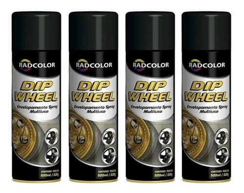 Imagem 2 de 4 de Kit 4 Spray De Envelopamento Líquido Dip Wheel 500ml Preto