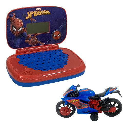 Kit Laptop Spider-man + Moto Homem Aranha Webcycle