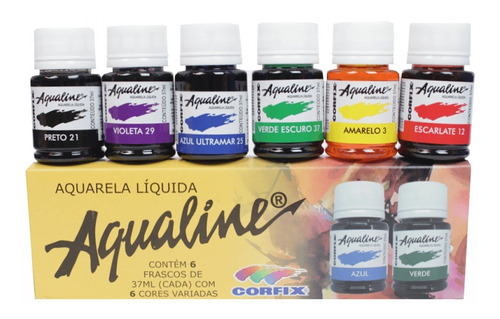 Aqualine Aquarela Líquida 6 Cores Corfix (tipo Ecoline)