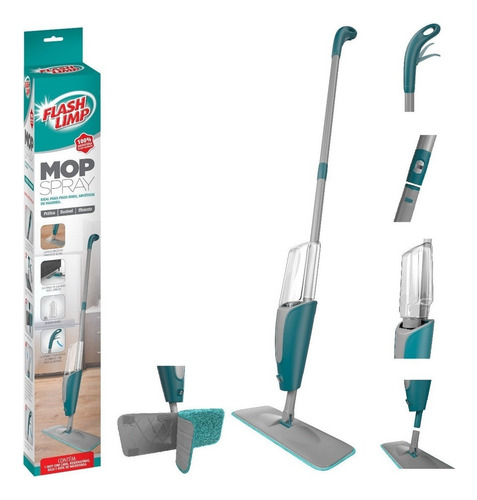 Mop Spray Flashlimp Rodo Limpeza Rápida Com Reservatório Top