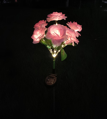 4pcs Flores De Rosas Lamparas Solares Para Decoración Jardín Estructura Rosa