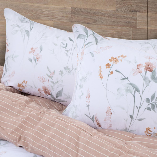 Plumón Algodón Reversible Begonia Rosa - Blanco Súper King