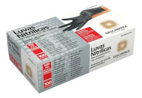 Luva Nitrílica Preta Descarpack 100un - M Saint John
