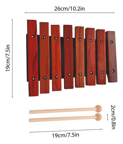Instrumento Musical Xilófono De Madera De 8 Notas Con 2 De M