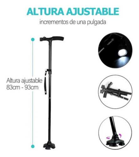 . Bastones Plegables Con 6 Luces Led Y 4 Puntos De Soporte
