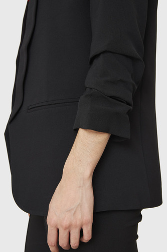 Imagen 6 de 6 de Blazer Manga 3/4 Con Pliegues Negro Nicopoly