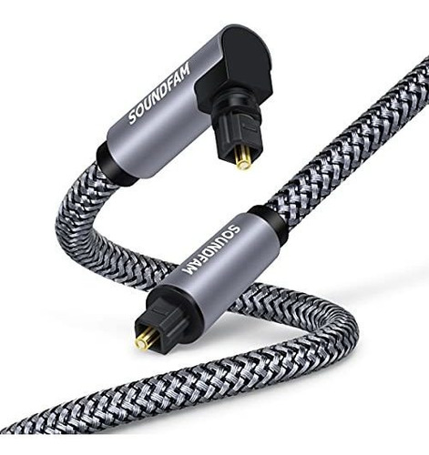 Cable Óptico De Audio Digital Soundfam 90º 10ft -gris