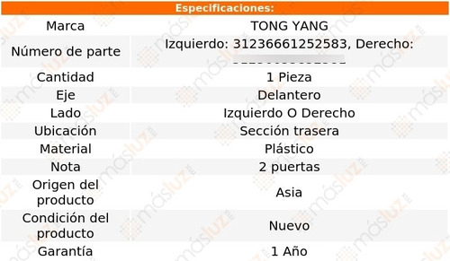 Tolva Salpicadera Del Izq O Der Secc Tra Plastico 320i 12/13