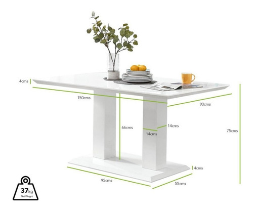 Imagen 3 de 10 de Mesa De Comedor Moderno Lacado En Poliuretano Ref: Vieness