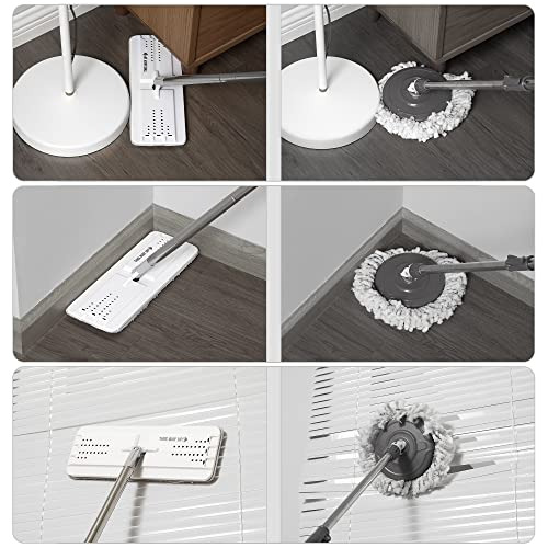 Trapeador 3 Recambios Microfibra Cubo Exprimidor Gris Blanco Blanco/gris