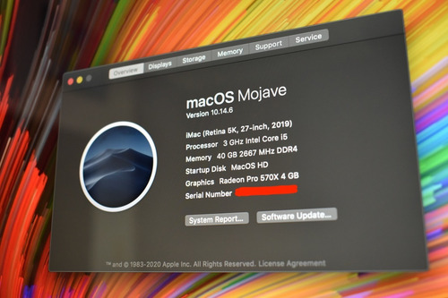 iMac 27 5k 2019 I5 6c. 40gb Ram 1tb Fusion - Apple Care 2022