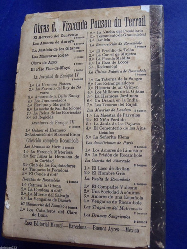 1905 Ponson Du Terrail Compadre Vulcano Vuelta De Rocambole