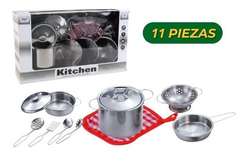 Set Real De Cocina 11 Piezas Juego Cocina Minikitchen Color