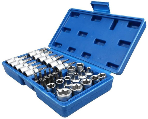 Imagen 6 de 9 de Set Dados Torx Con Orificio De Seguridad 3/8 Profesional
