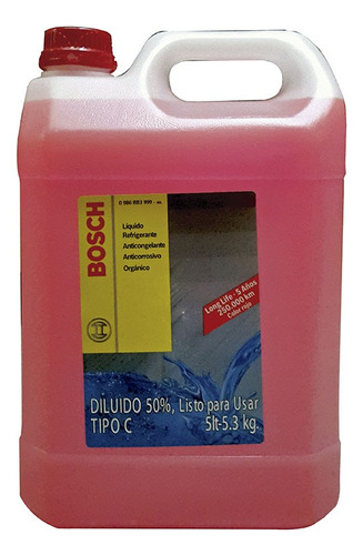 Liquido Bosch Refrigerante Organico Rojo Ford 5 Litros