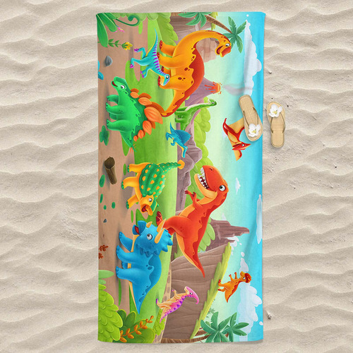 Toalla De Playa De Secado Con Estampado En Color De Dinosaur