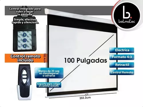Pantalla Electrica Daza 100 Pulgadas Con Control Remoto Retractil Proyector  Fses100R